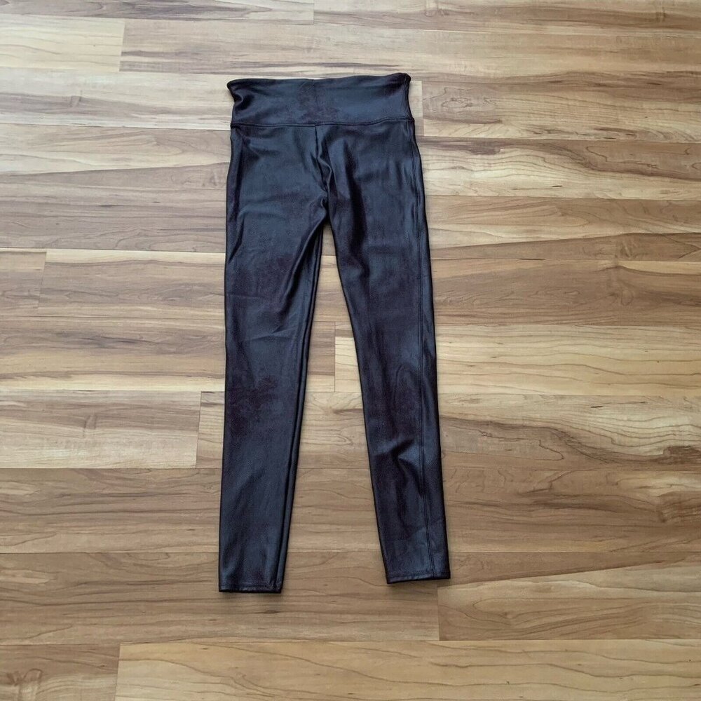 Spanx by Sara Blakely Faux Leather Women’s Leggings Size L Dark Maroon - Picture 2 of 6